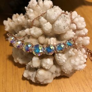 Rainbow stone rose gold necklace